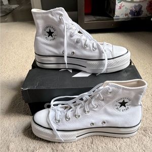 Converse Chuck Taylor All Star Hi Lift canvas platform sneakers in white